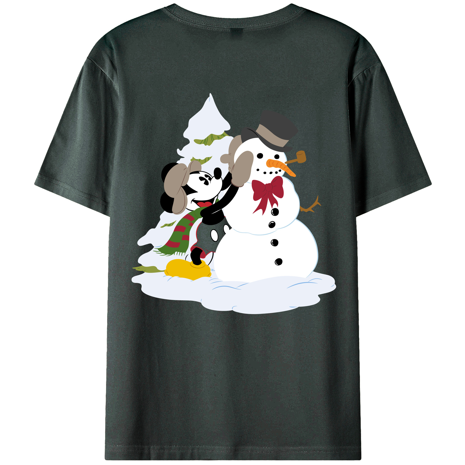 ミッキーマウス Mickey Mouse 綿100％ メンズ半袖Tシャツ（バックプリント） 通気性